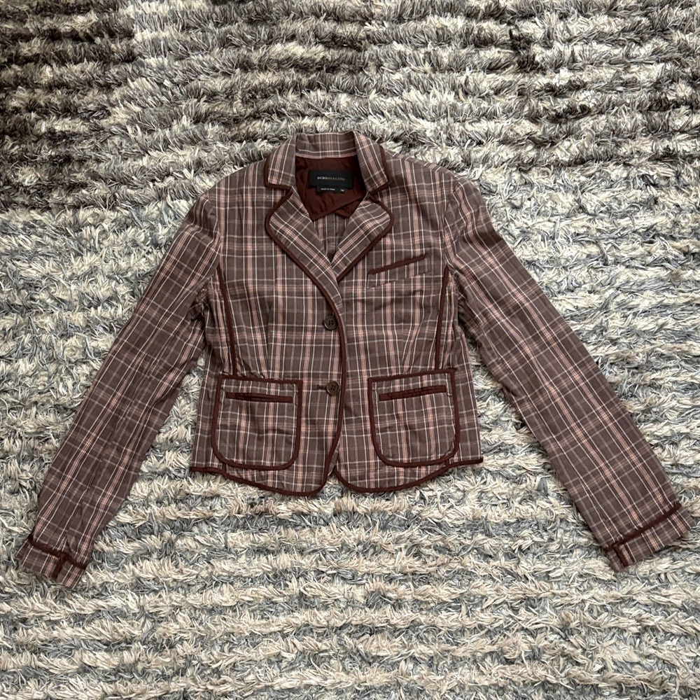 BCBGMaxAzria Brown Plaid Blazer, Size XS